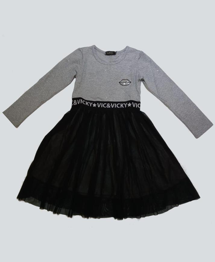 40564 vestido manga longa saia tule