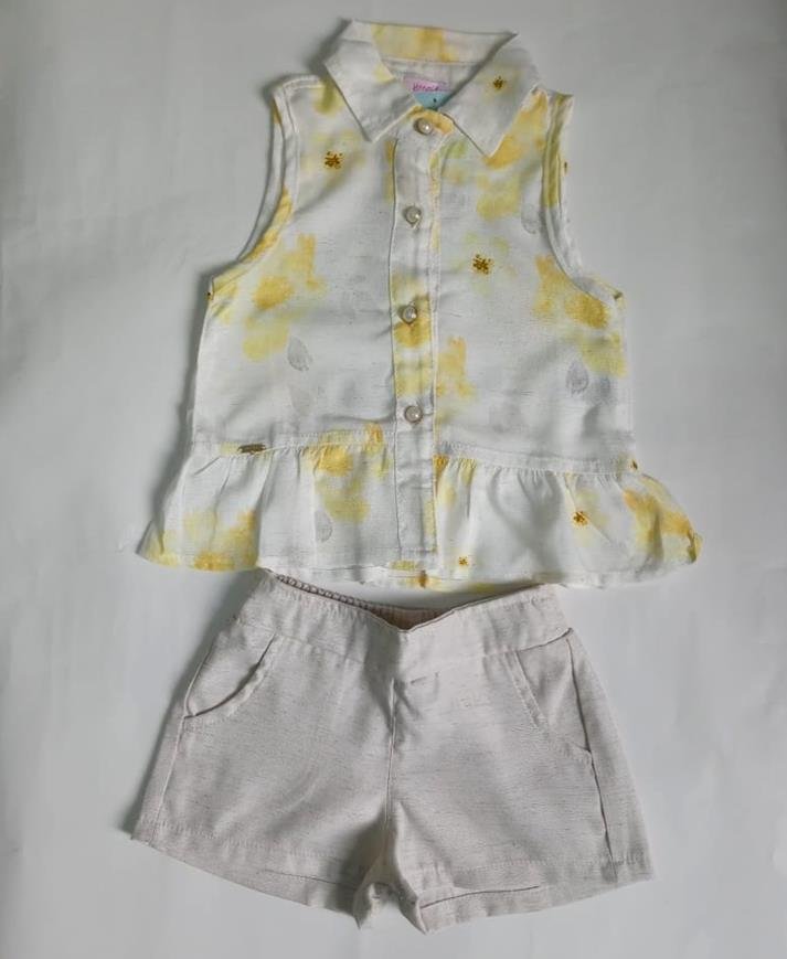 1250 conj camisete shorts linho